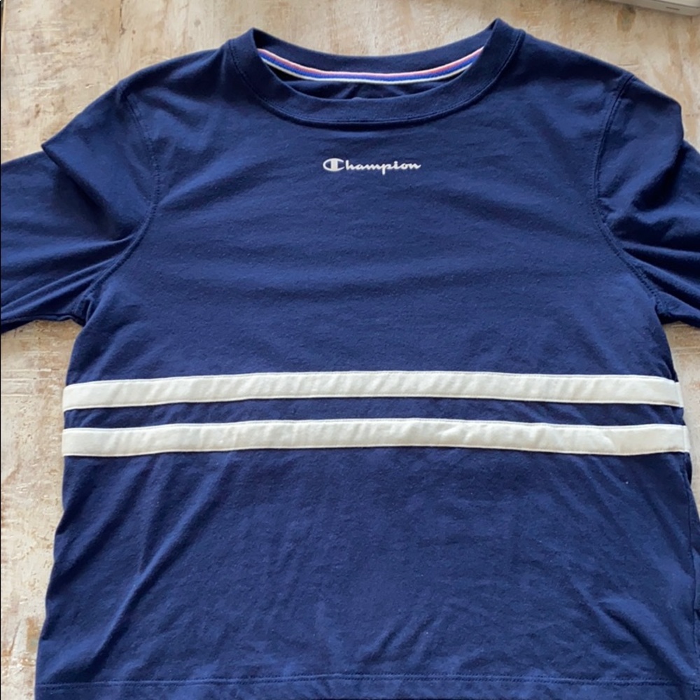 Champion Rugby Stripe L/S Tee {Nvy/Wht} S - Picture 8 of 10
